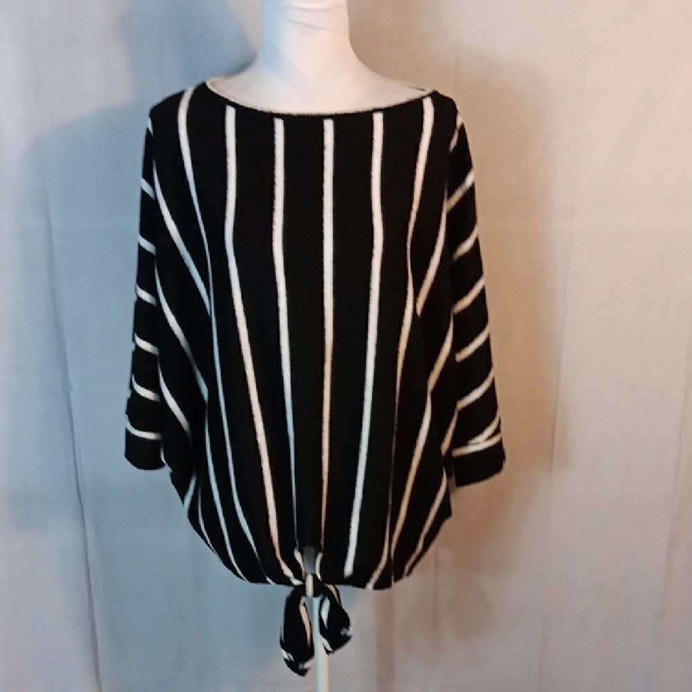 First Love Fuzzy Chic Striped Tie In Front Sweater